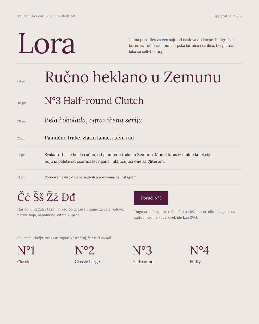 TAURUNUM PEARL, typography